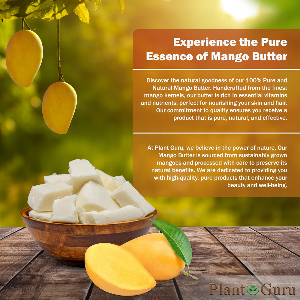 Plant Guru Mango Butter ingredients panel reveals vitamins and essential fatty acids