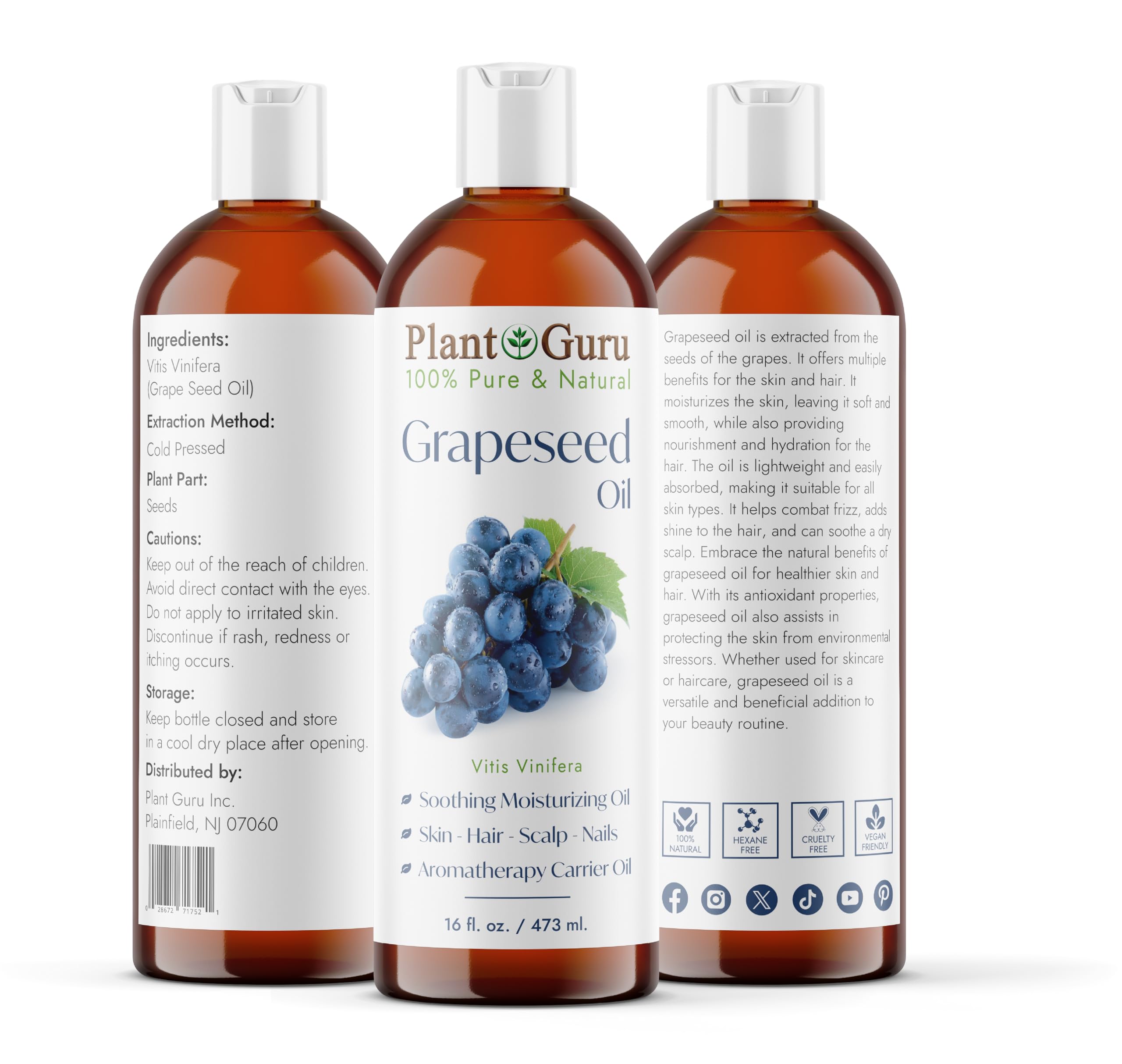 Plant Guru pure oil range label showing versatile carrier oils