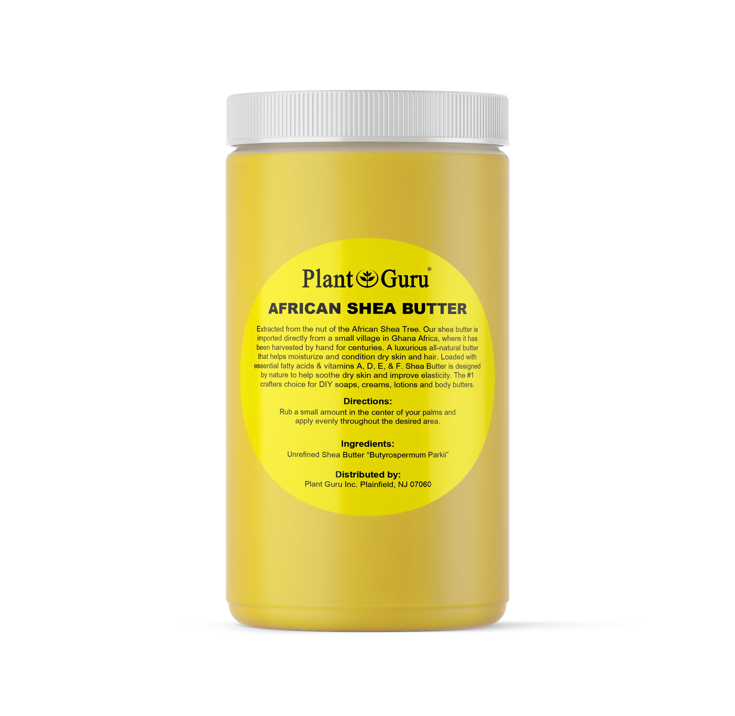 Plant Guru Raw African Shea Butter jar 32oz for deep skin and hair hydration
