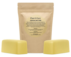 Plant Guru Raw Cocoa Butter bar front label showing pure, premium quality.