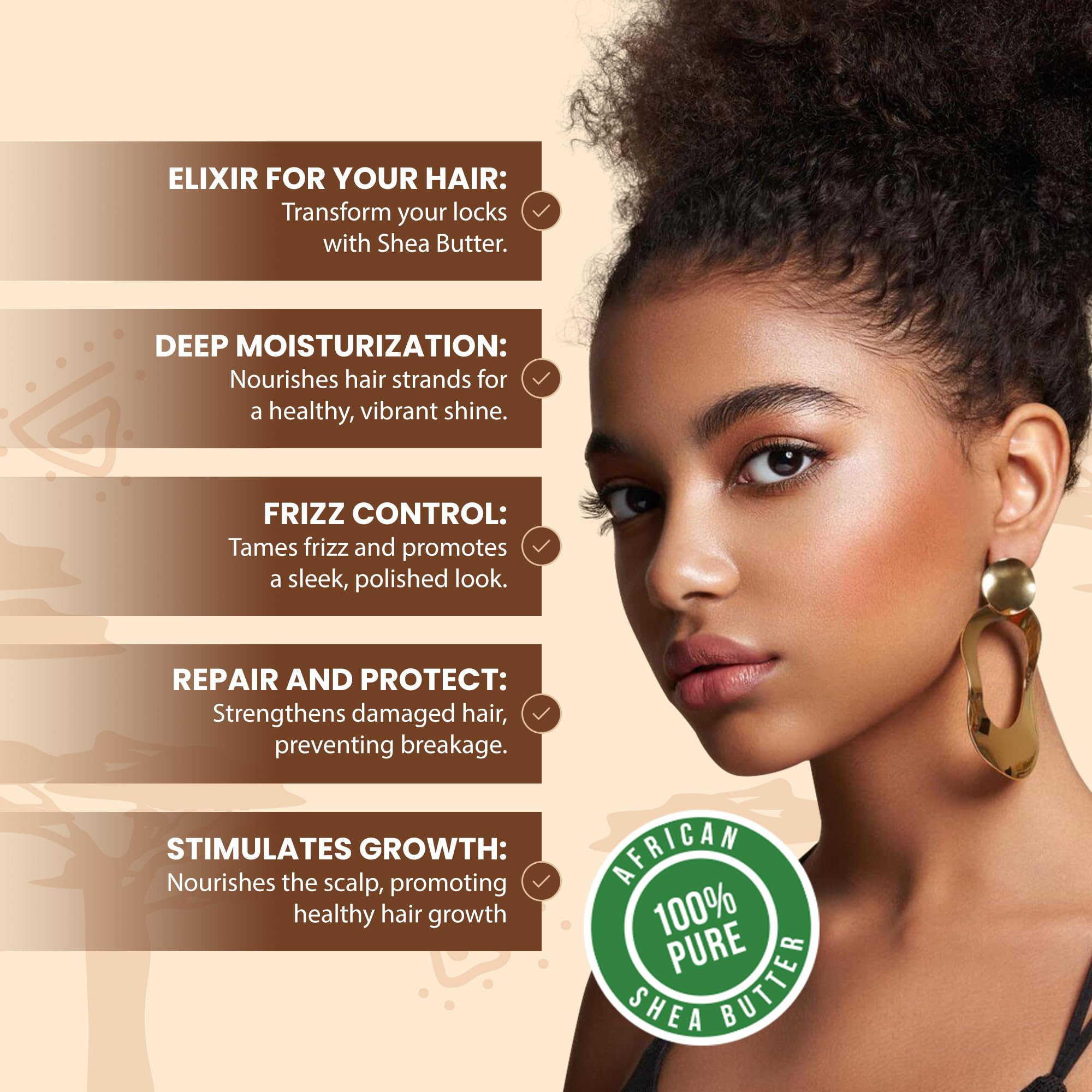 Plant Guru Shea Butter for hair care nourishes scalp and strands.