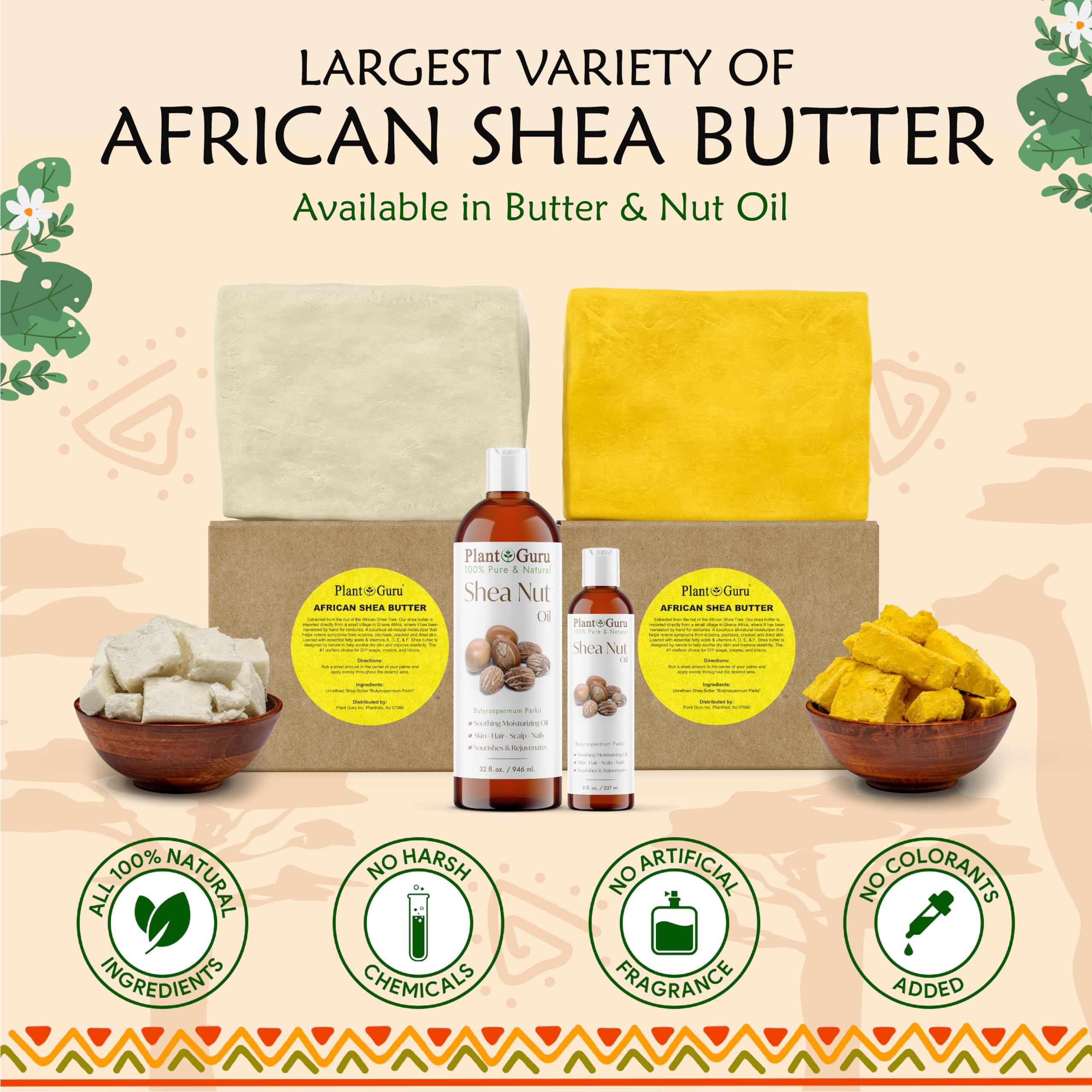 Plant Guru Raw African Shea Butter moisturizer supports daily skin hydration.