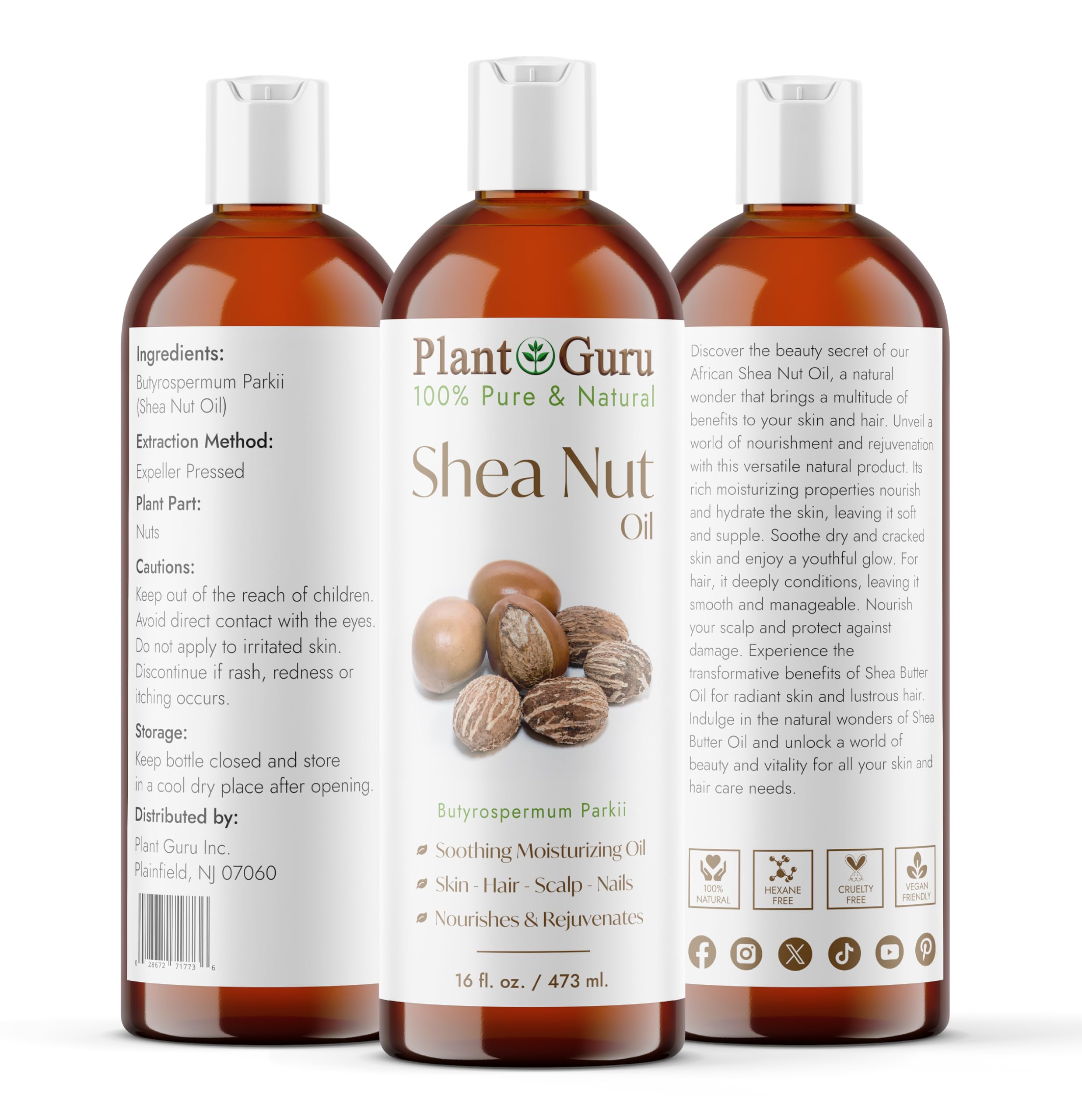 Plant Guru Shea Nut Oil provides deep skin hydration with fast absorption