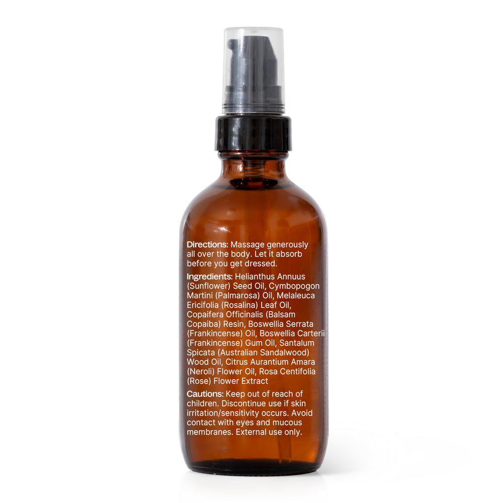Plant Therapy Anti Age Body Oil label close-up on cruelty-free and eco-friendly packaging.