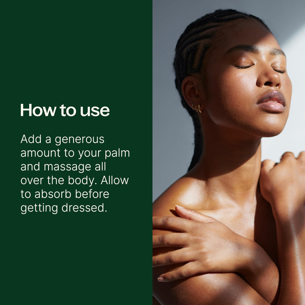 Plant Therapy Anti Age Body Oil pour showing quick-absorbing, non-greasy finish.