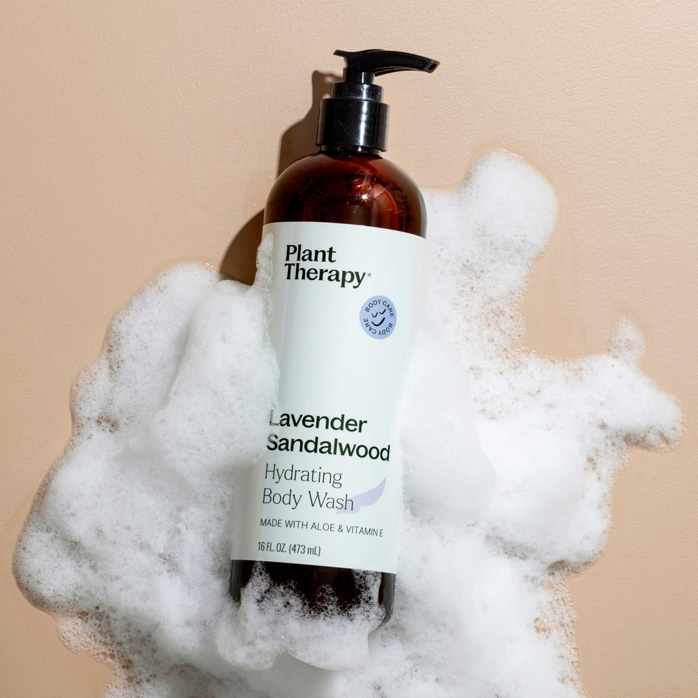 Plant Therapy Lavender Sandalwood foam detail emphasizes silky texture.