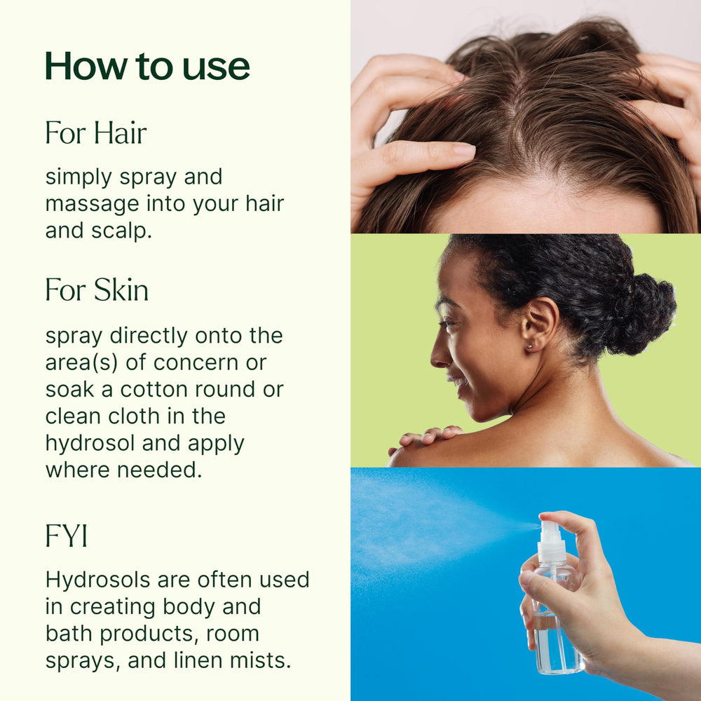 Plant Therapy rosemary hydrosol bottle pour showing easy use