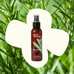 Label closeup of rosemary hydrosol highlighting purity and versatility