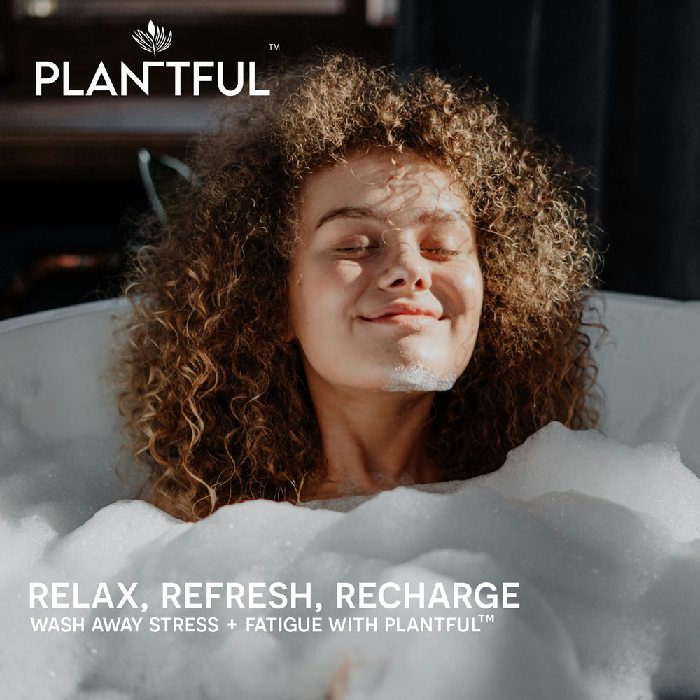 Plantful essential oils aromatherapy bath bomb promotes calm.