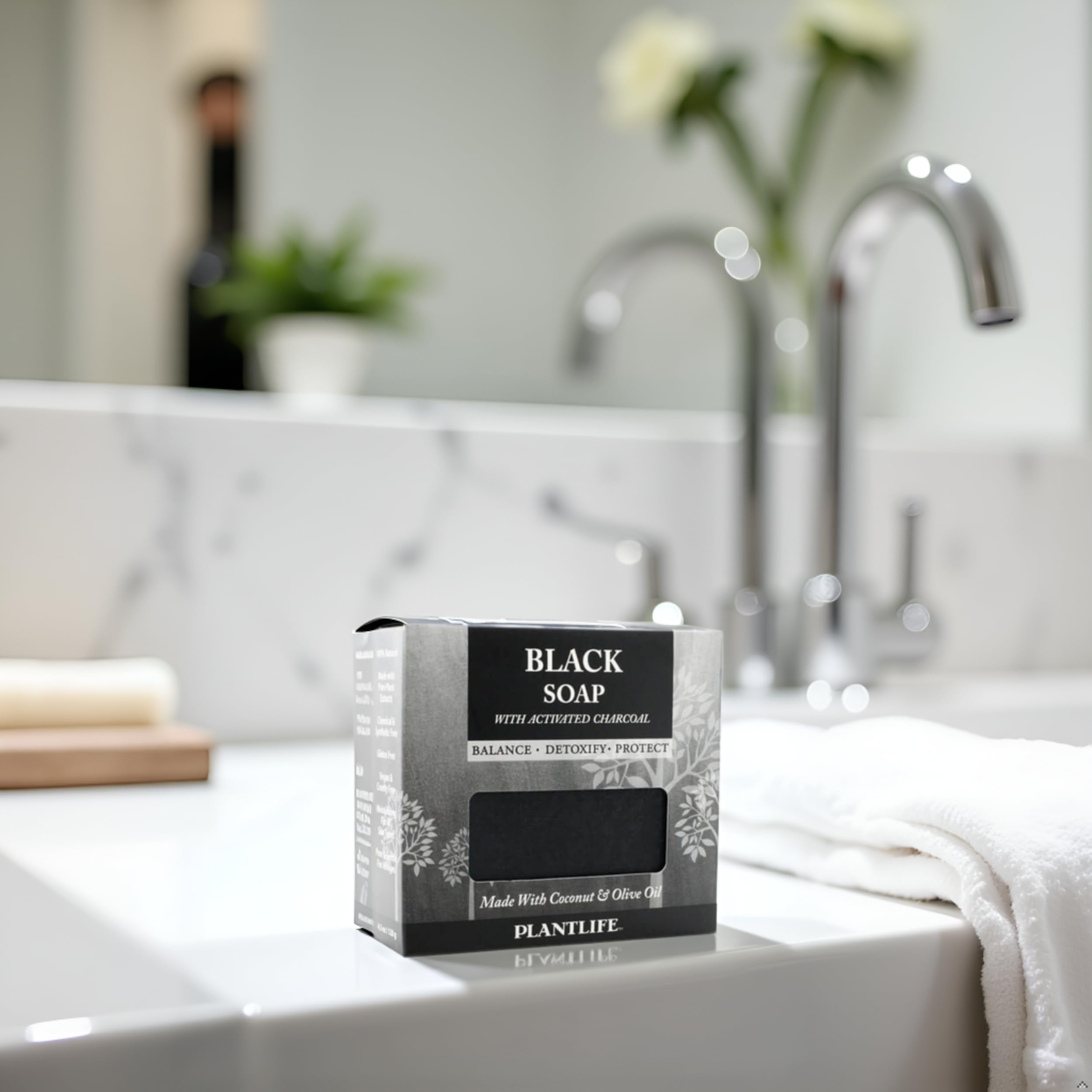 Close-up of Plantlife Black Soap texture reveals rich lather.