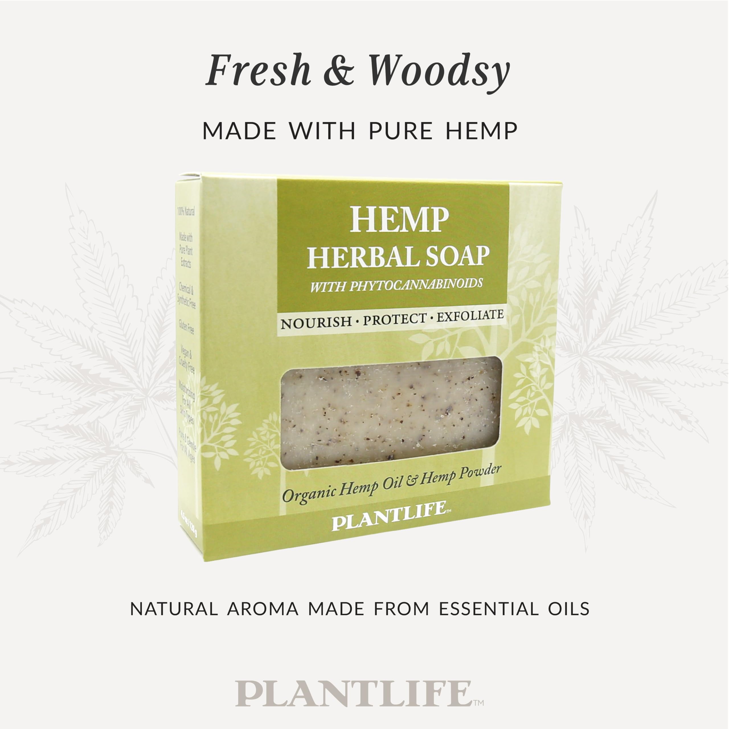 Plantlife hemp protein powder detail showing skin-loving nutrients from plants.