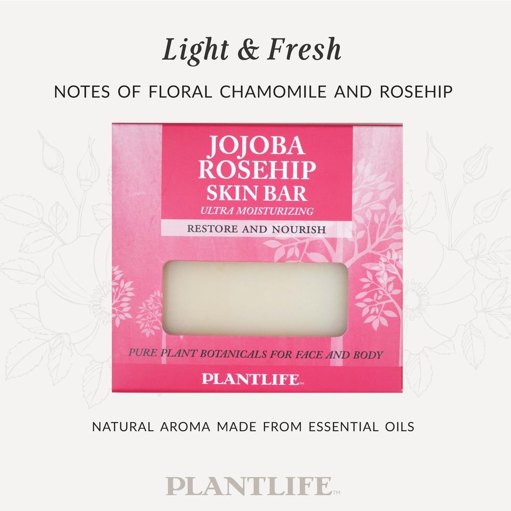Plantlife Jojoba Rosehip soap bar uses cold processing to preserve natural oils