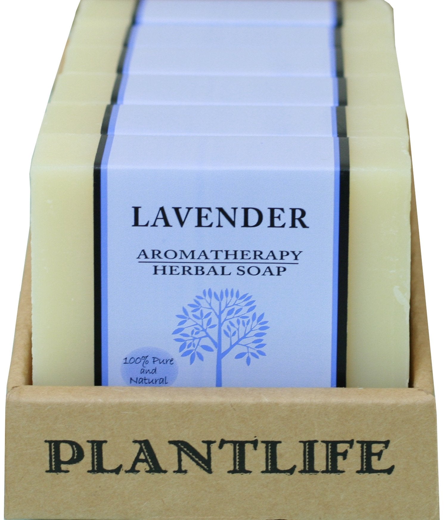 Plantlife Lavender 6-pack Bar Soap close-up on lavender petals for a moisturizing cleanse.