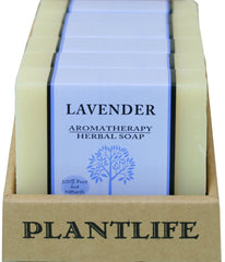 Plantlife Lavender 6-pack Bar Soap close-up on lavender petals for a moisturizing cleanse.