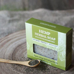 Plantlife vegan hemp 6-pack soap bar wrapped side view emphasizing natural botanicals and plant-based nourishment.
