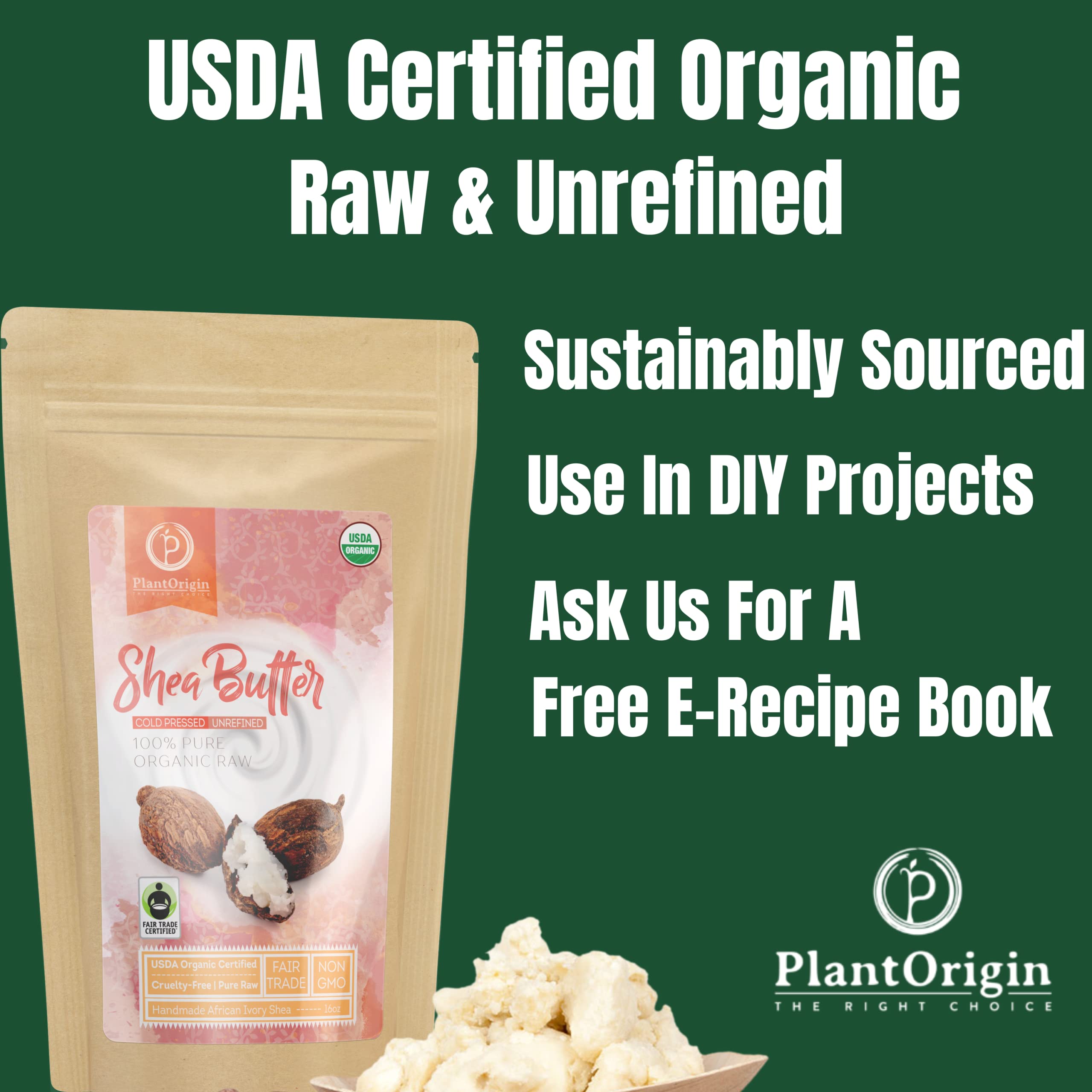 PLANTORIGIN Shea Butter DIY recipes book included for creative skincare.