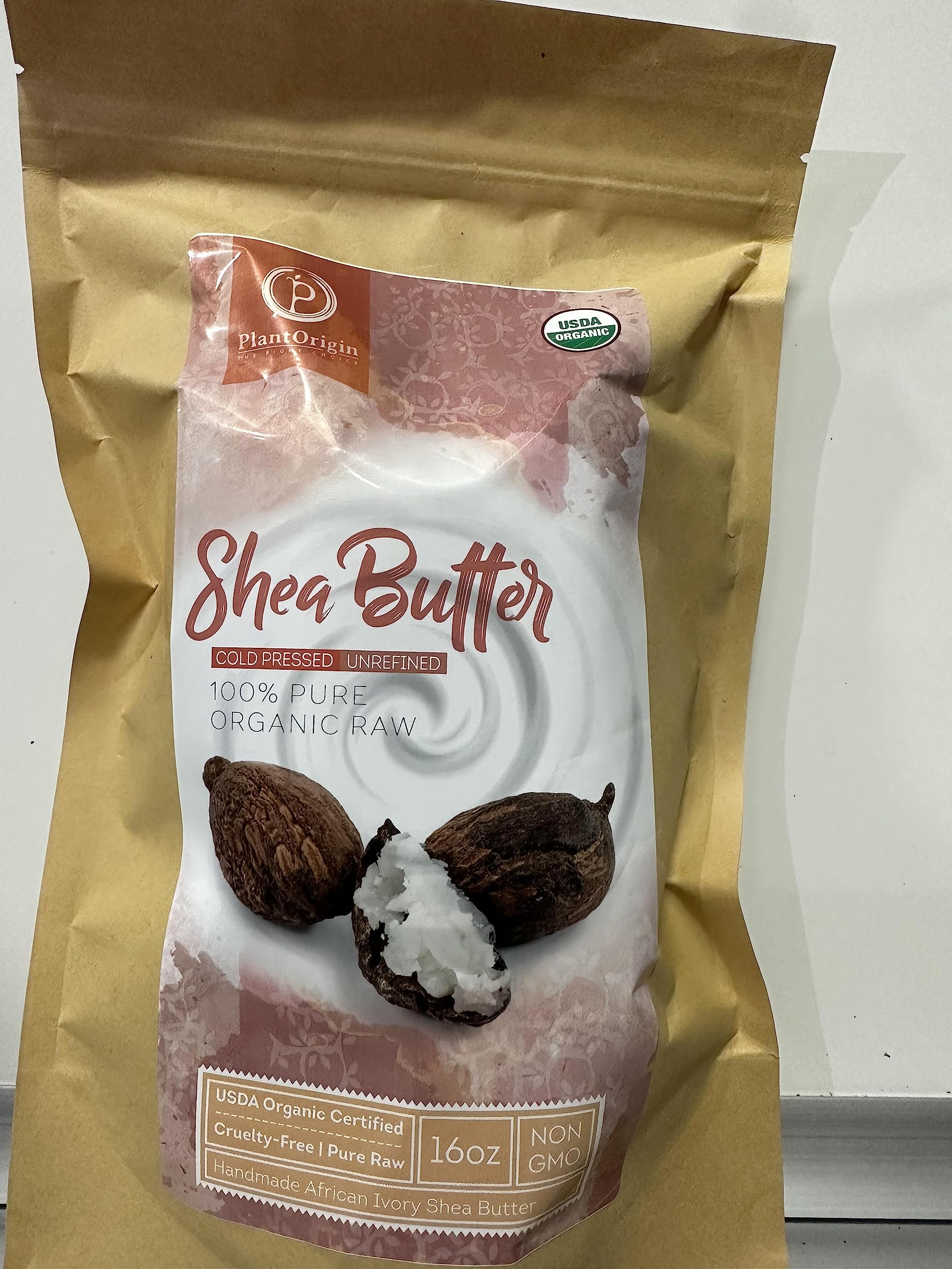PLANTORIGIN Shea Butter eco packaging highlights sustainable choice.