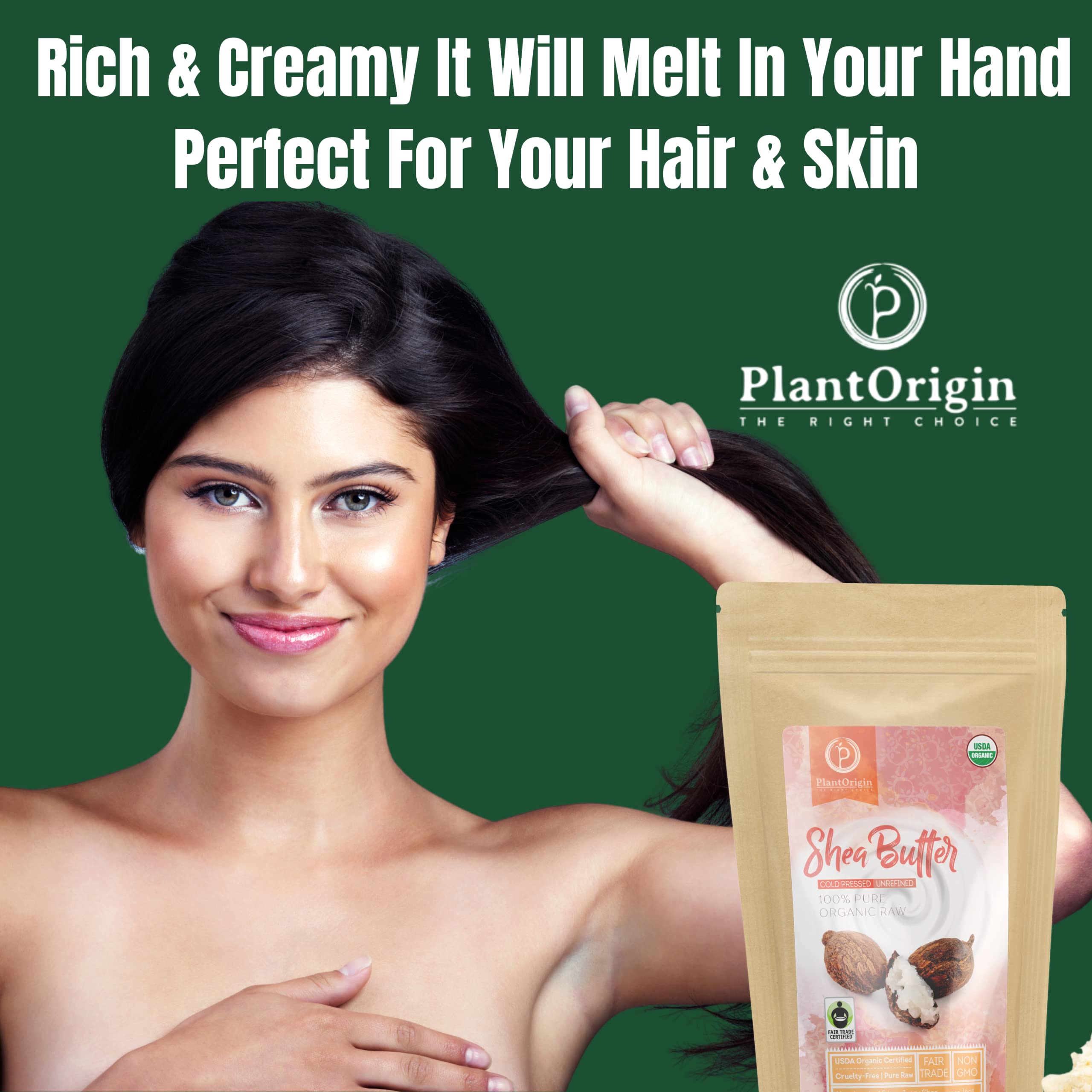 PLANTORIGIN Shea Butter hand-melt demonstrates easy application on the skin.