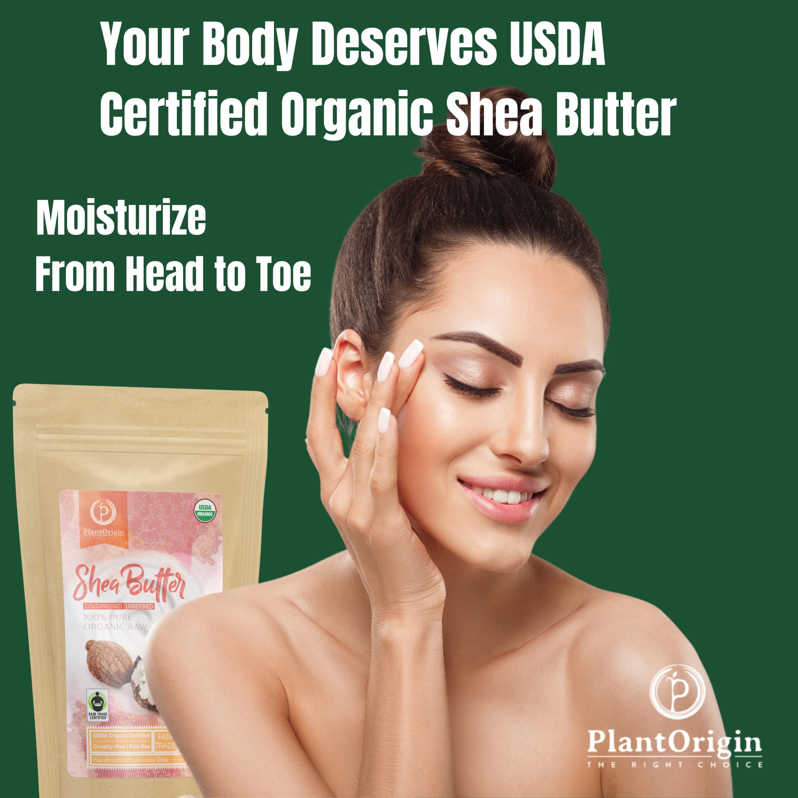 PLANTORIGIN Shea Butter texture close-up showcases creamy richness for skincare.