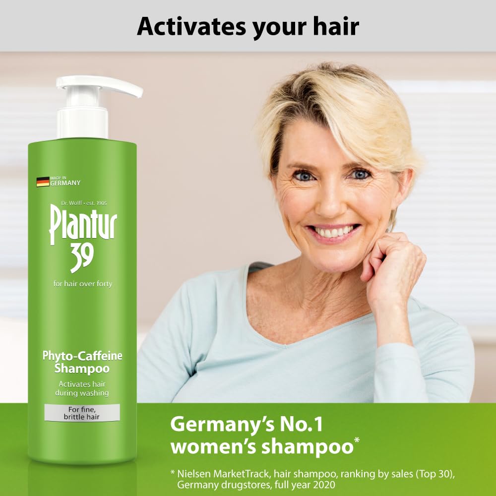 Plantur 39 bottle pictured in a bright bathroom for daily care