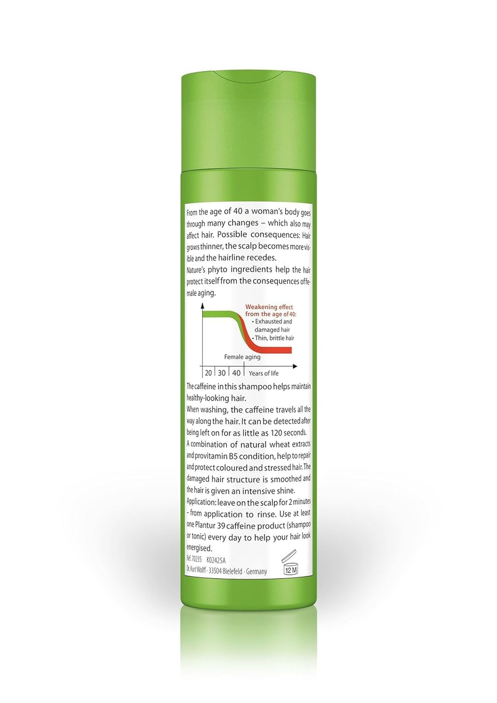 Plantur 39 Phyto-Caffeine Shampoo bottle focusing on scalp cleansing for fresh roots