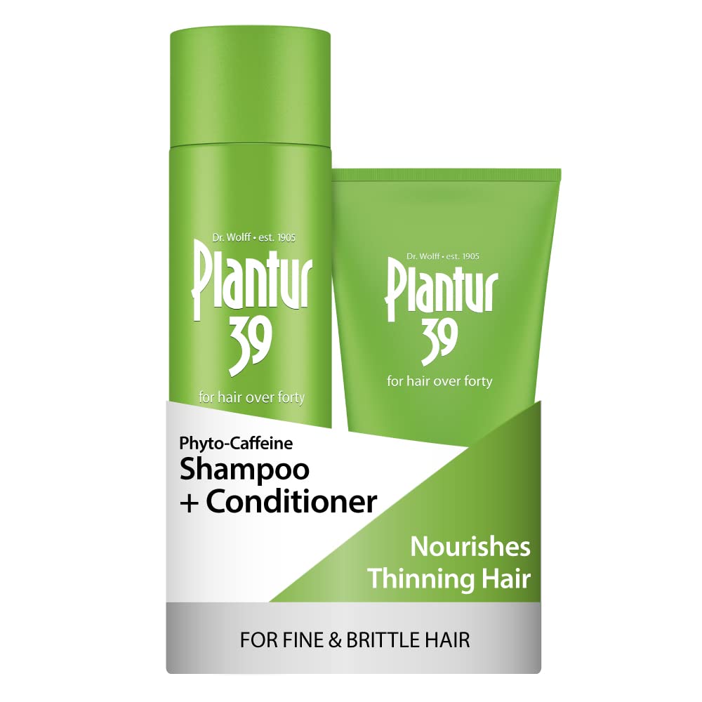 Plantur 39 shampoo bottle featuring caffeine formula for fuller-looking hair