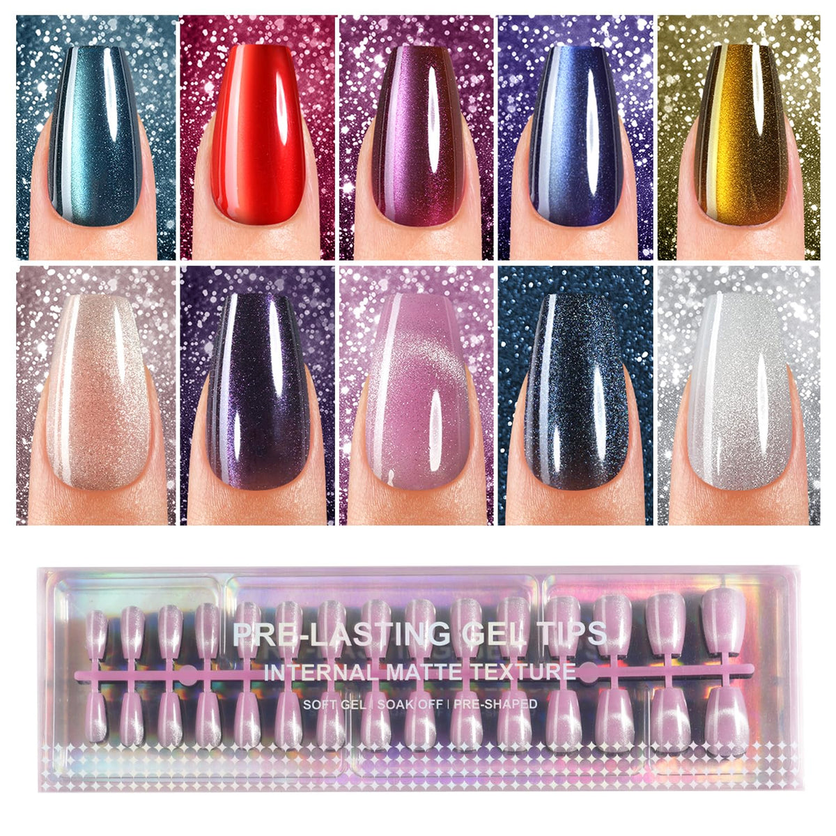 Plauva Cat Eye Nails 300pcs press-ons for fast salon-quality manicures at home.