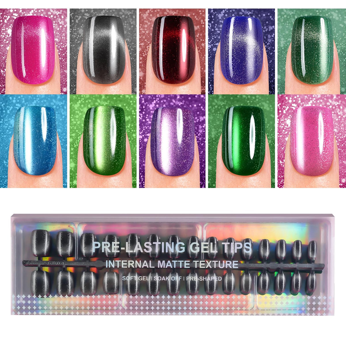 Plauva cat eye nails 15 sizes collection for a perfect fit