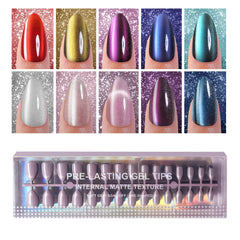 Plauva cat eye nails pack with glossy almond tips for at-home manicure