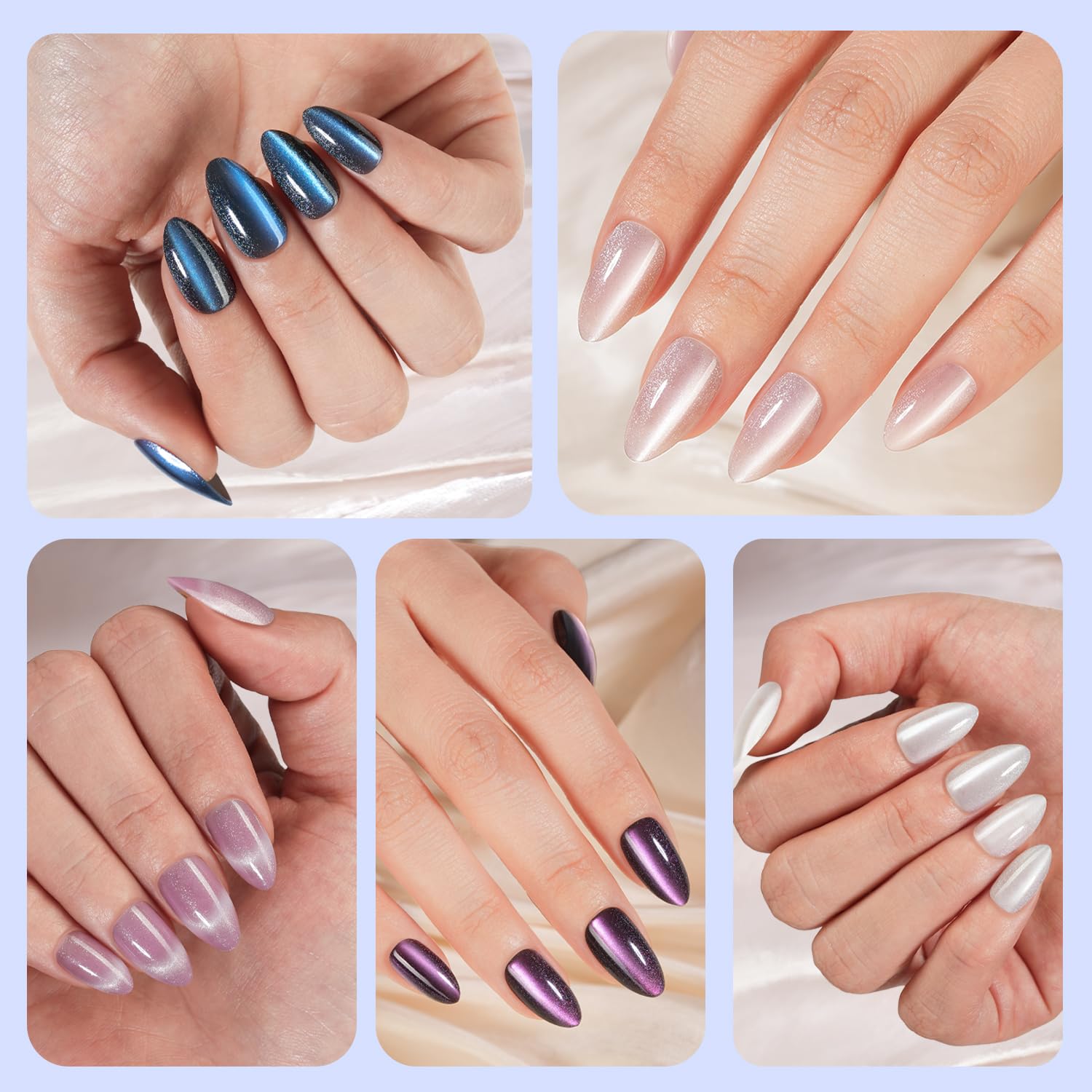 Plauva soft gel cat eye nails highlighting flexible, durable wear
