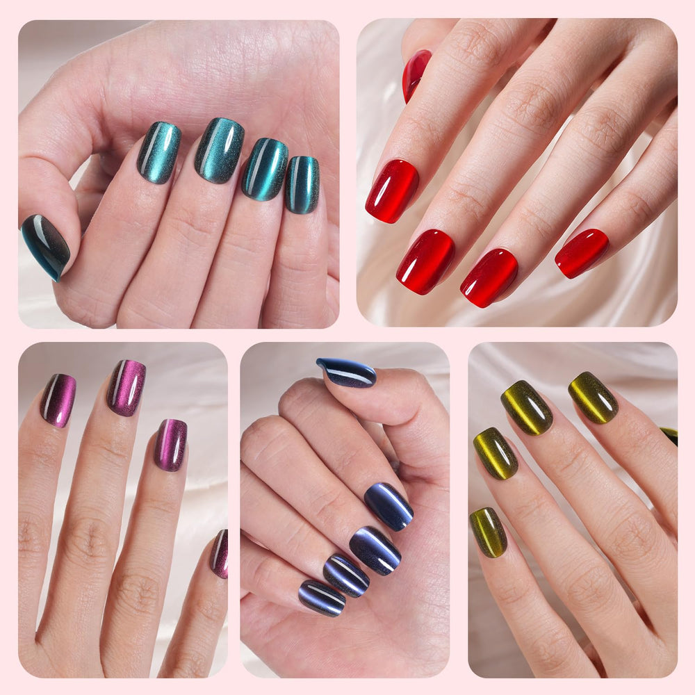 Plauva glossy cat-eye nails show a shimmering effect for stylish looks
