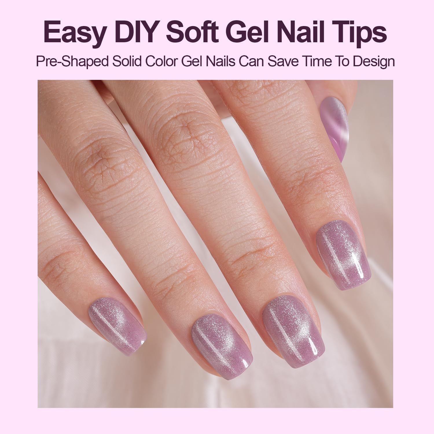 Plauva soft gel nail tips in short square shape for comfortable wear.