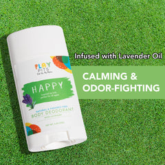 Play Pits HAPPY aluminum-salt-free formula for sensitive underarms.