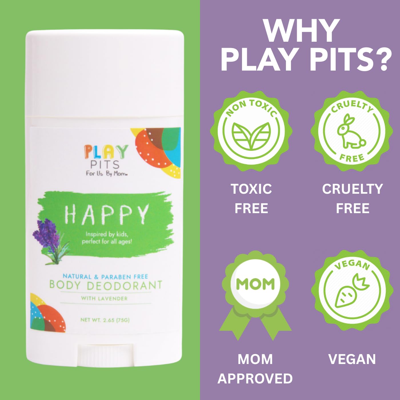Play Pits HAPPY two-pack packaging for convenient family use.