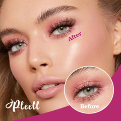 Pleell clear-band lashes in brown blend naturally with light hair tones.