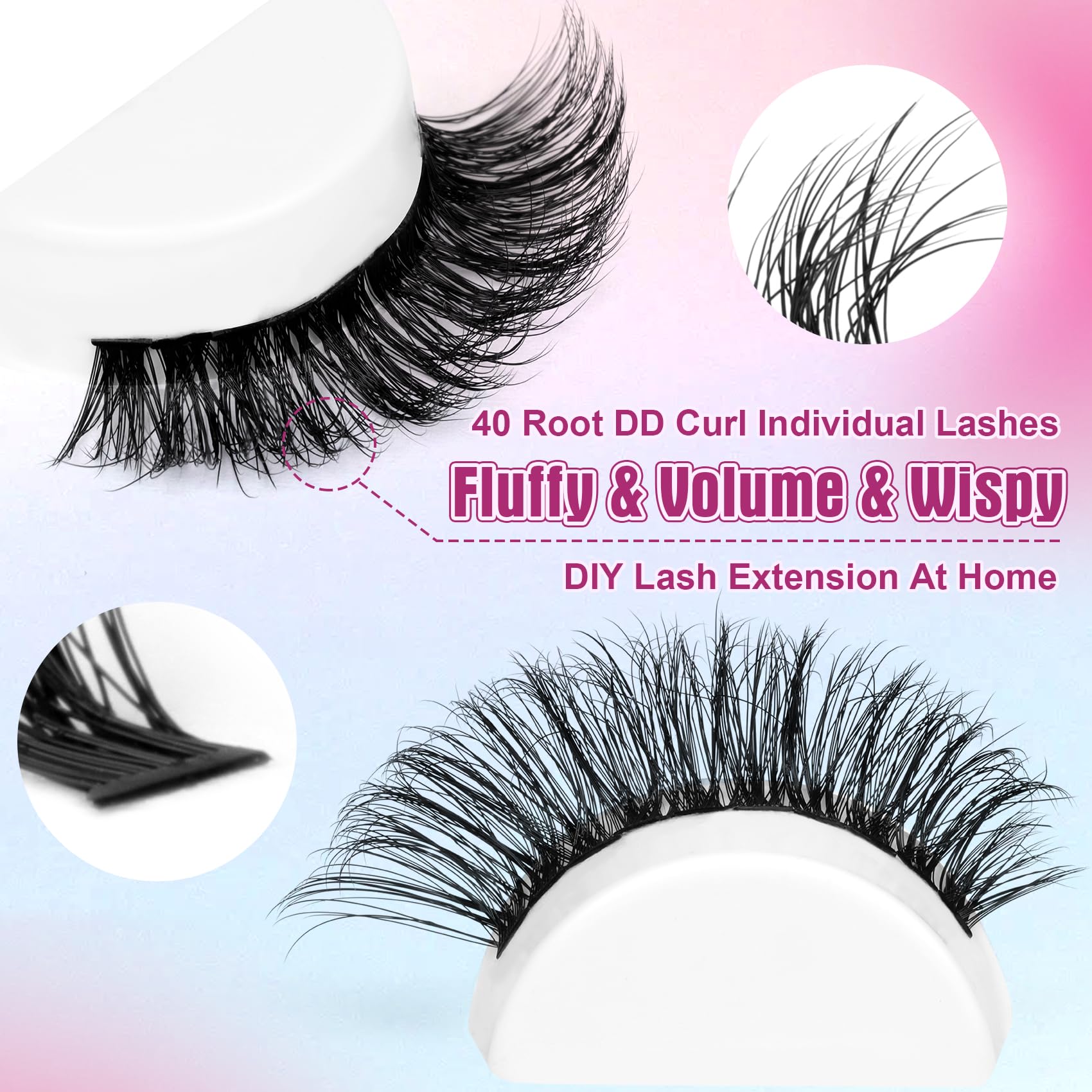 Pleell DIY wispy volume lash clusters ready for custom styling.