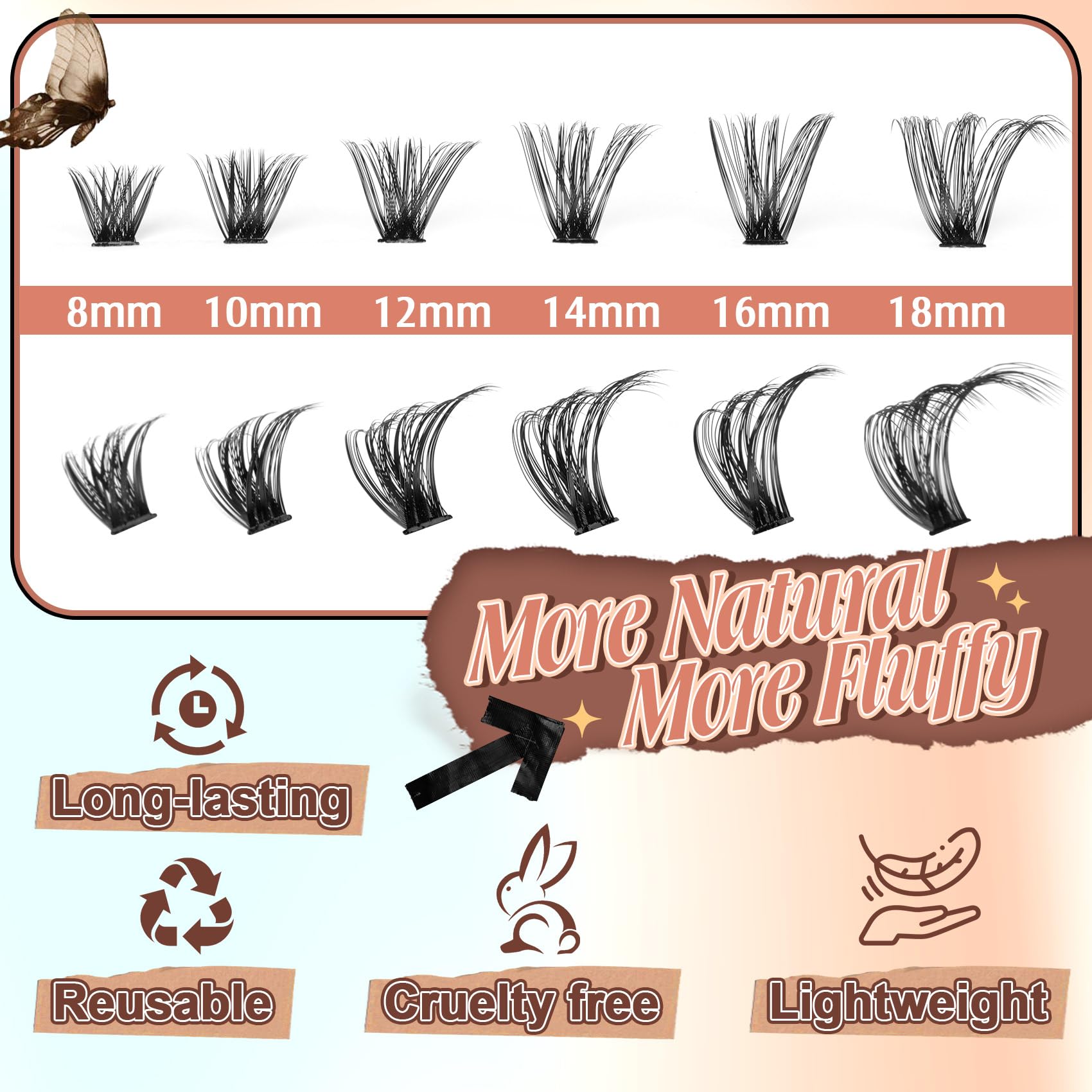Pleell 8-18mm length range enables customizable lash styles.