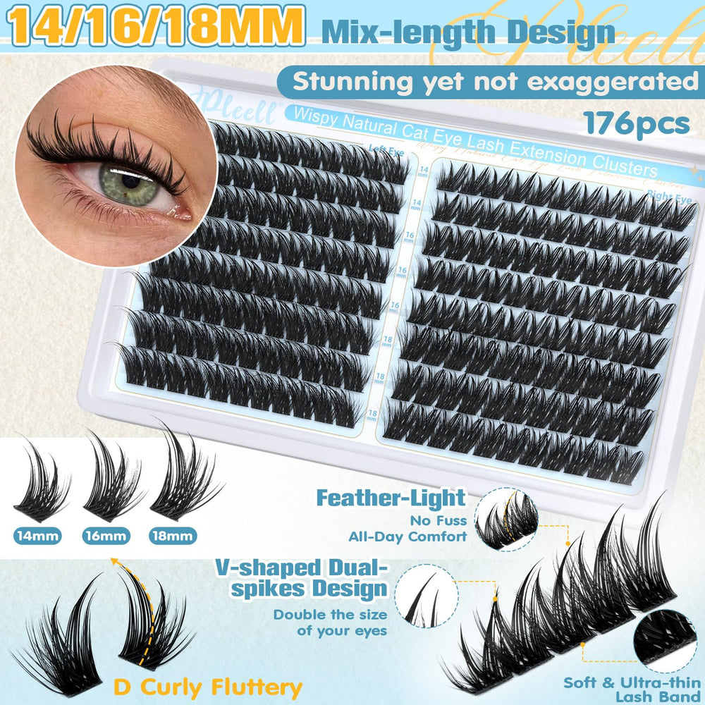 Pleell manga lash clusters d-curve 14mm for bold balance.