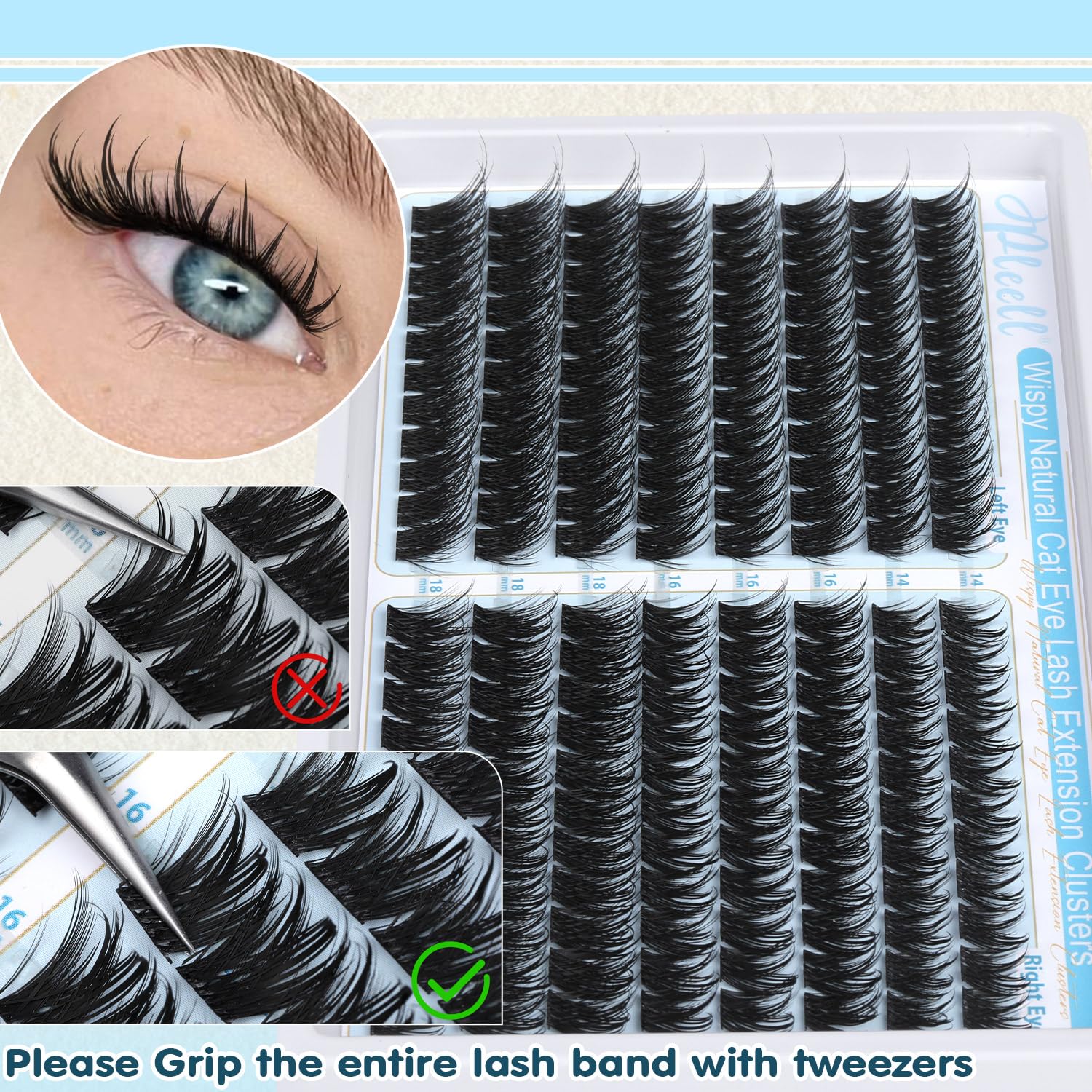 Pleell manga lash clusters reusable design supports multiple wears.