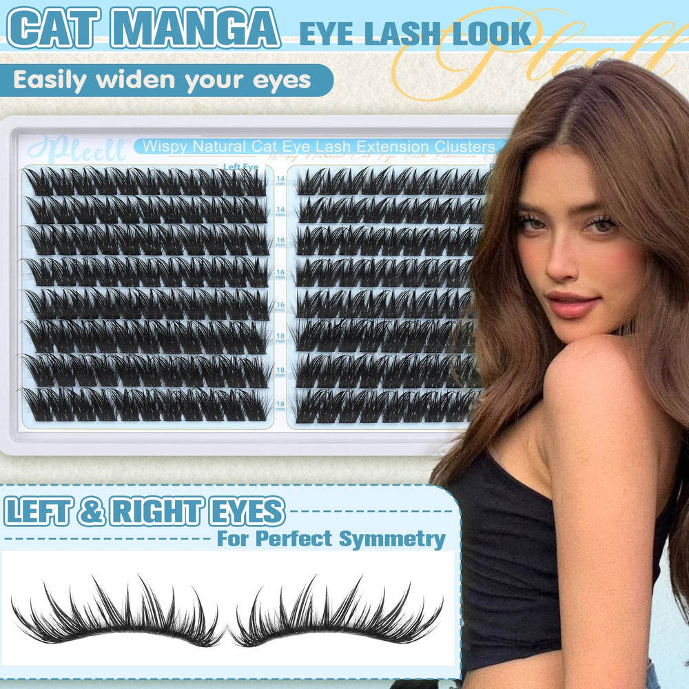 Pleell manga lash clusters spikes right eye for symmetrical drama.