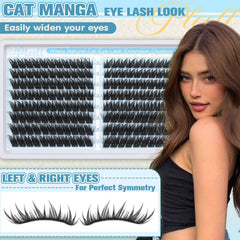 Pleell manga lash clusters spikes right eye for symmetrical drama.