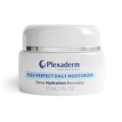 Plexaderm Daily Face Moisturizer bottle for deep hydration across skin types.