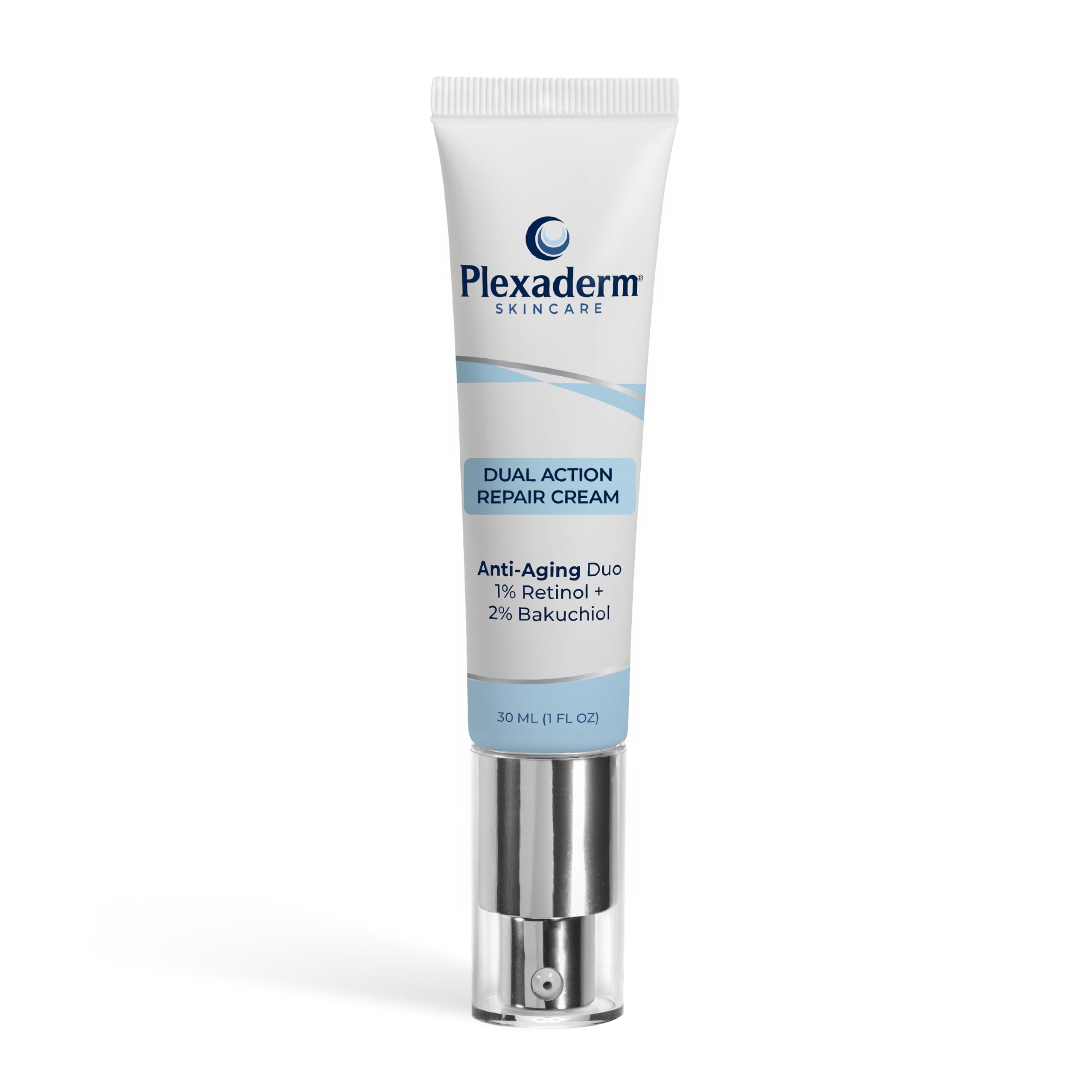 Plexaderm dual-action neck cream tube focusing on wrinkle reduction candidates.
