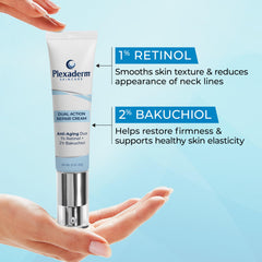Plexaderm retinol bakuchiol hyaluronic cream texture close view for even tone.