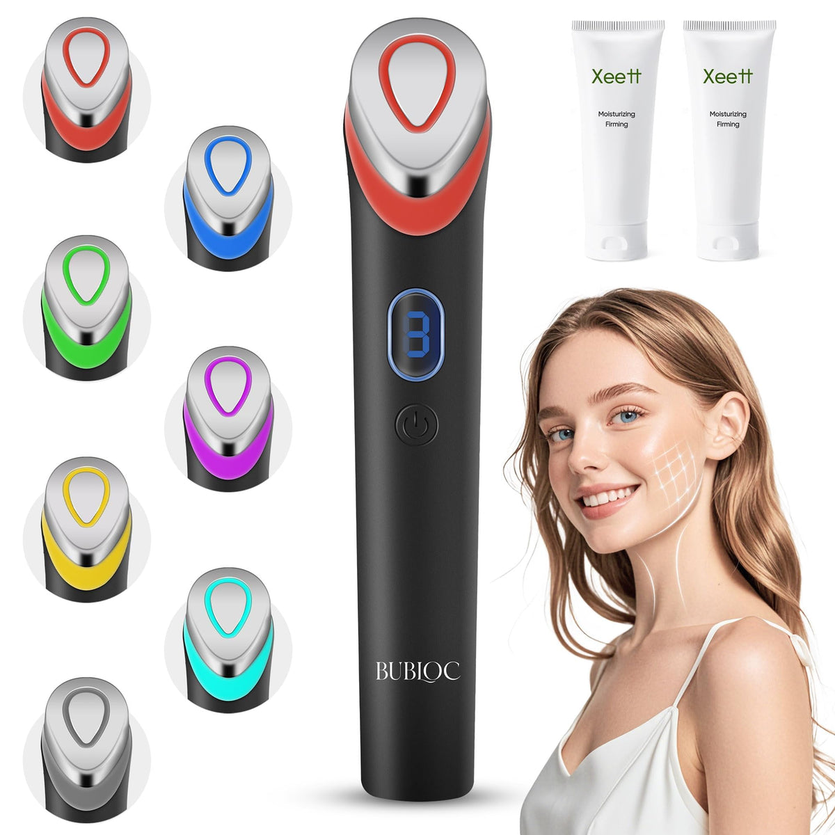 PleySyncz 7-in-1 massager front view for ergonomic daily facial care.