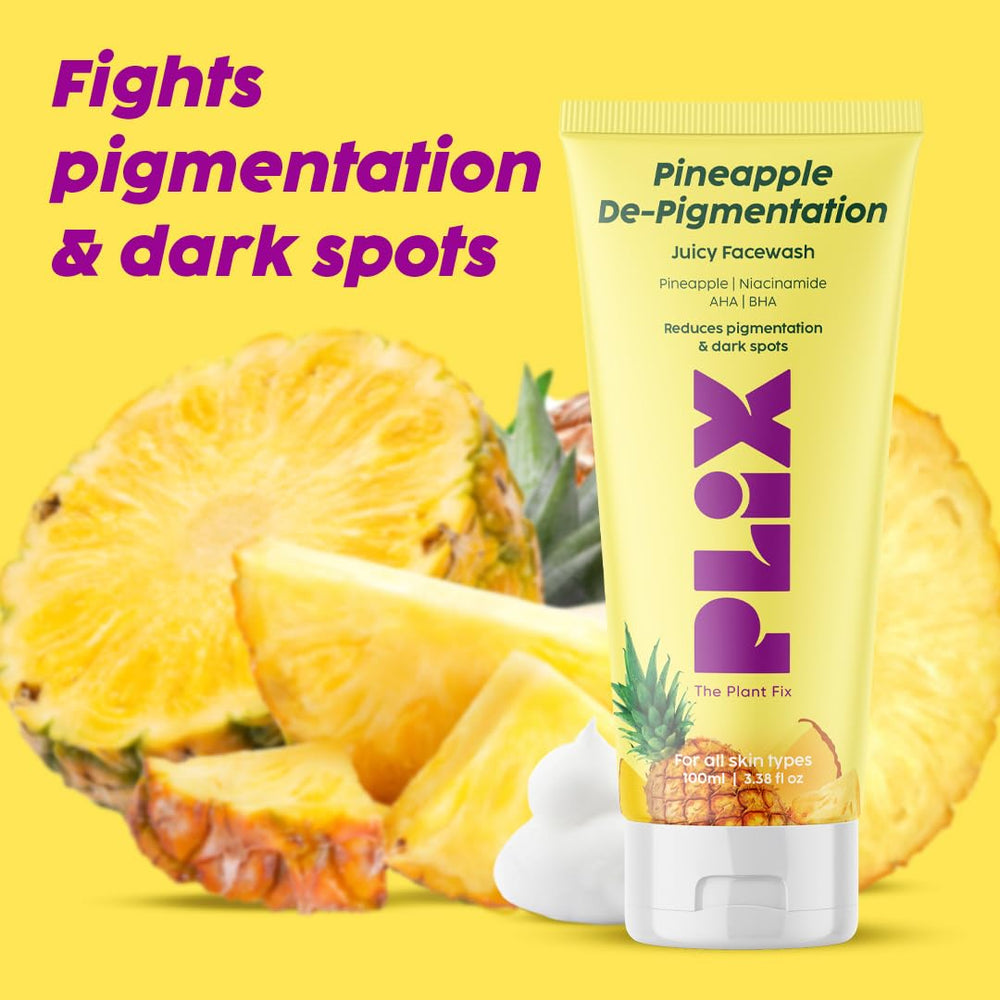 PLIX Pineapple extract close-up highlighting fruit enzymes for gentle cleansing.