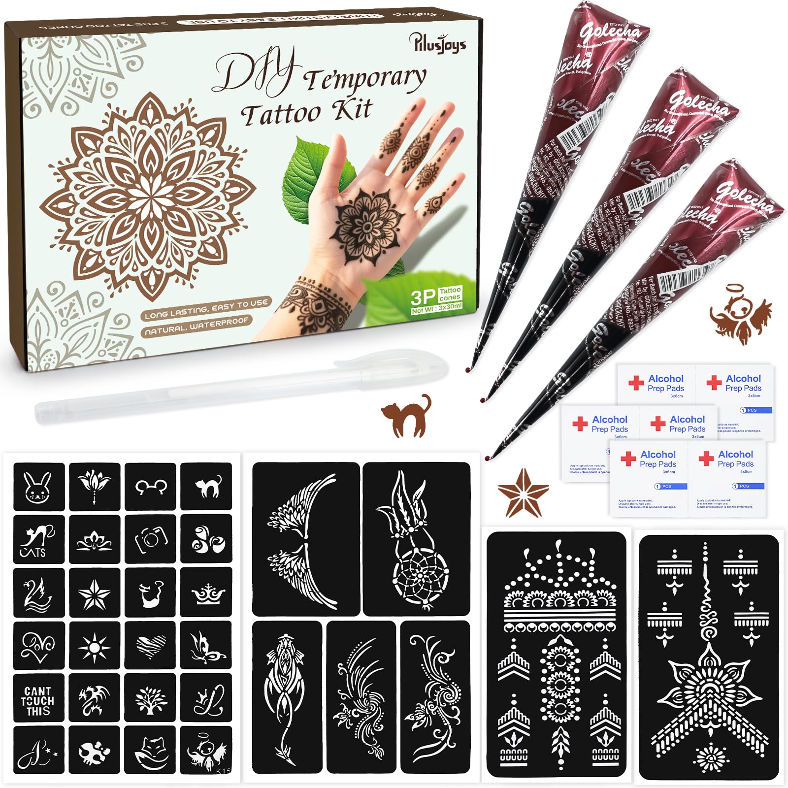 PllusJoys brown tattoo cones ready for precise, long-lasting body art