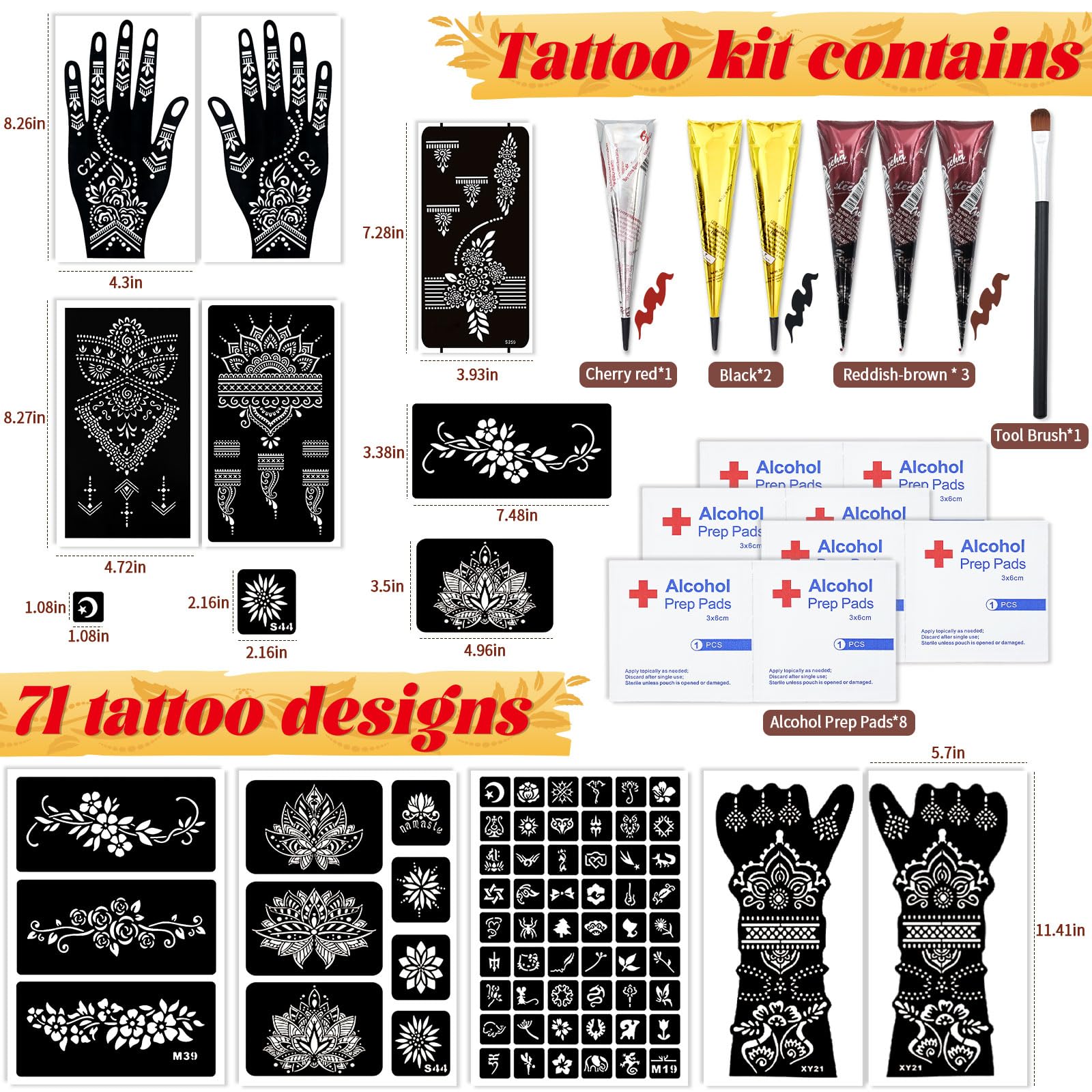 PllusJoys large hand and half-arm stencil design option 1
