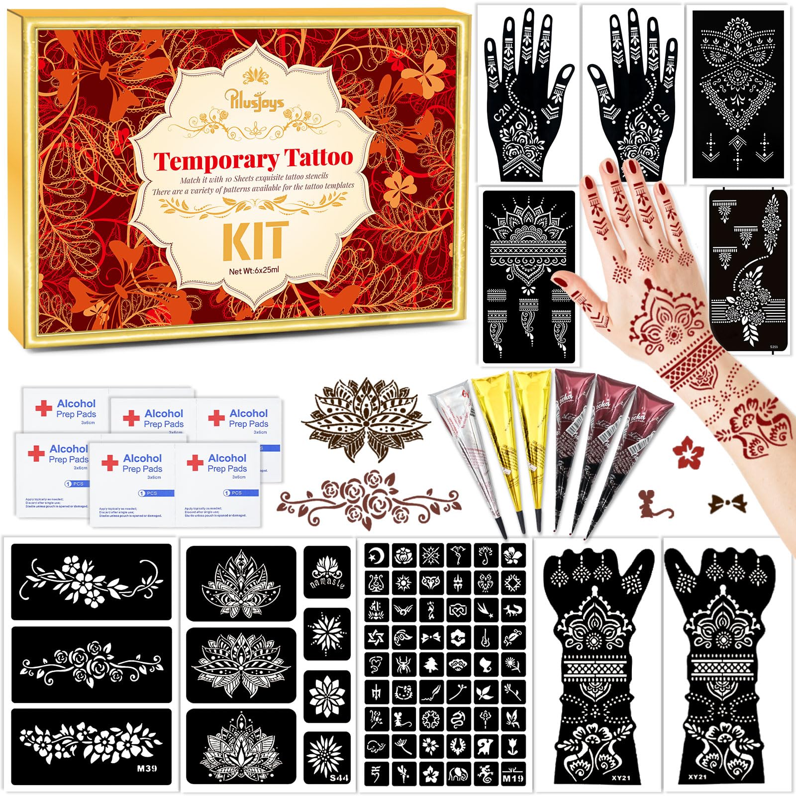 PllusJoys temporary tattoo stencil kit for easy, mess-free design creation