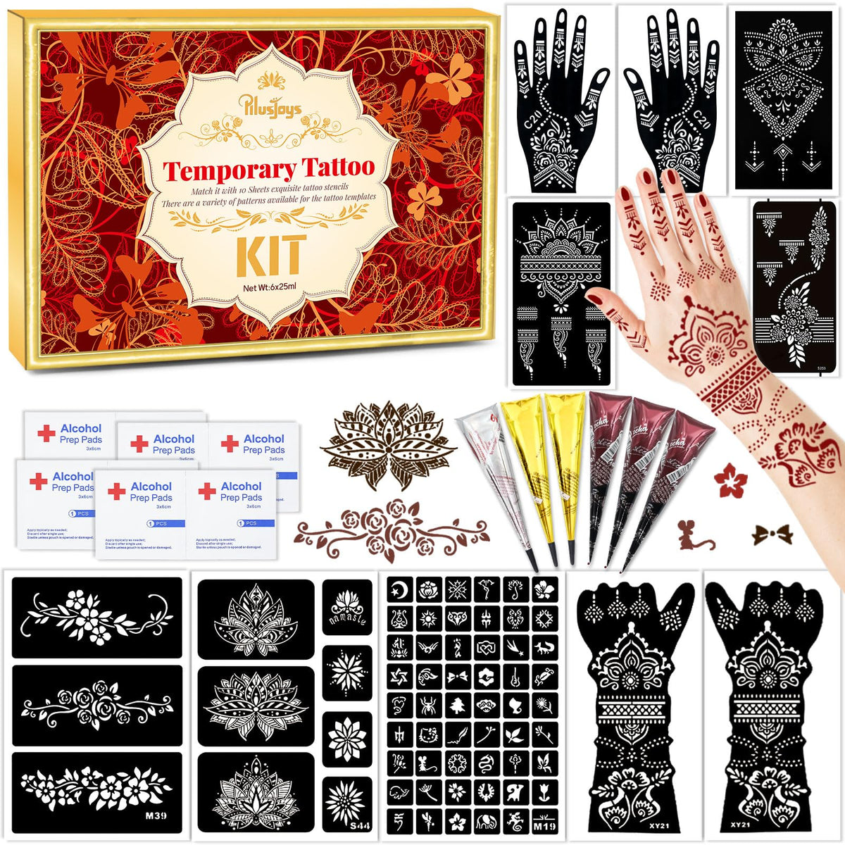 PllusJoys temporary tattoo stencil kit for easy, mess-free design creation